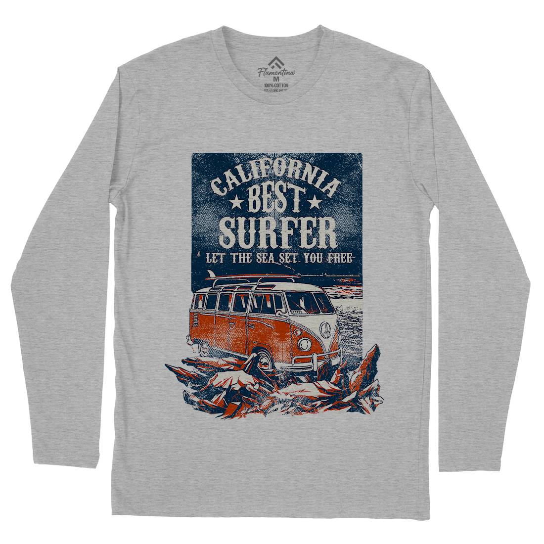 Let The Sea Set You Free Mens Long Sleeve T-Shirt Surf C956