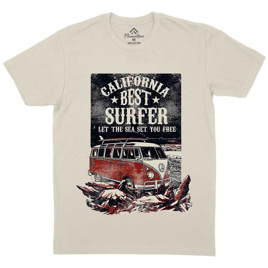 Let The Sea Set You Free Mens Organic Crew Neck T-Shirt Surf C956