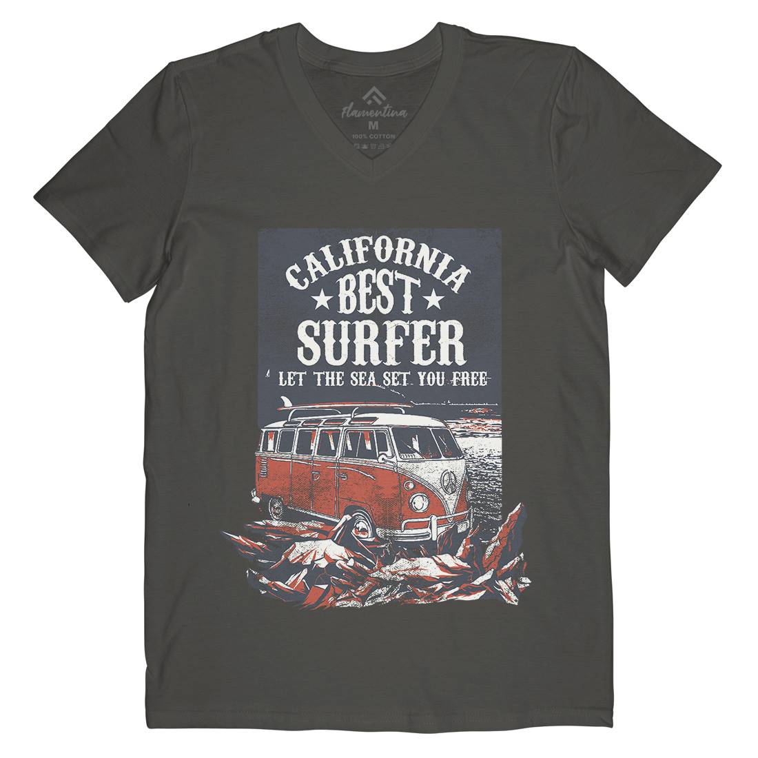 Let The Sea Set You Free Mens V-Neck T-Shirt Surf C956