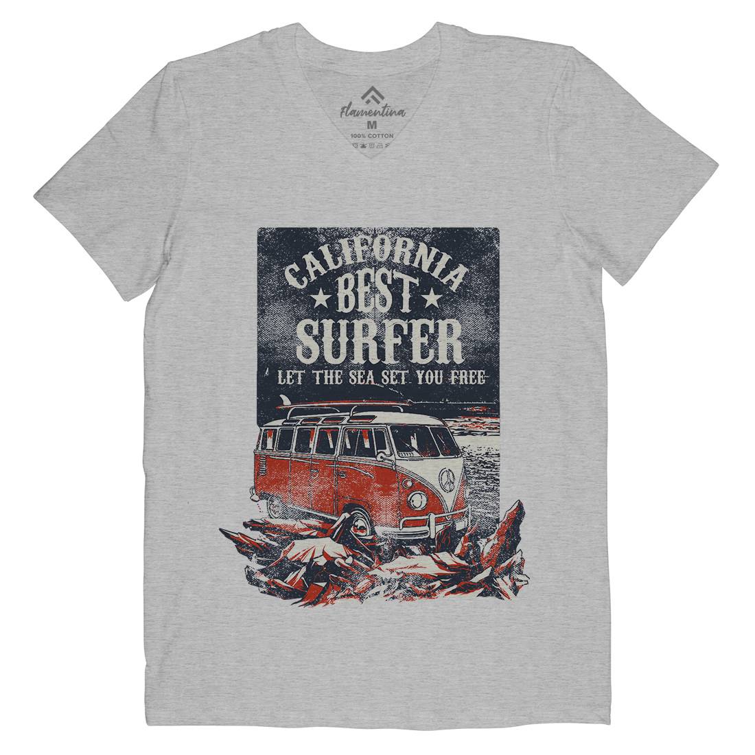Let The Sea Set You Free Mens V-Neck T-Shirt Surf C956
