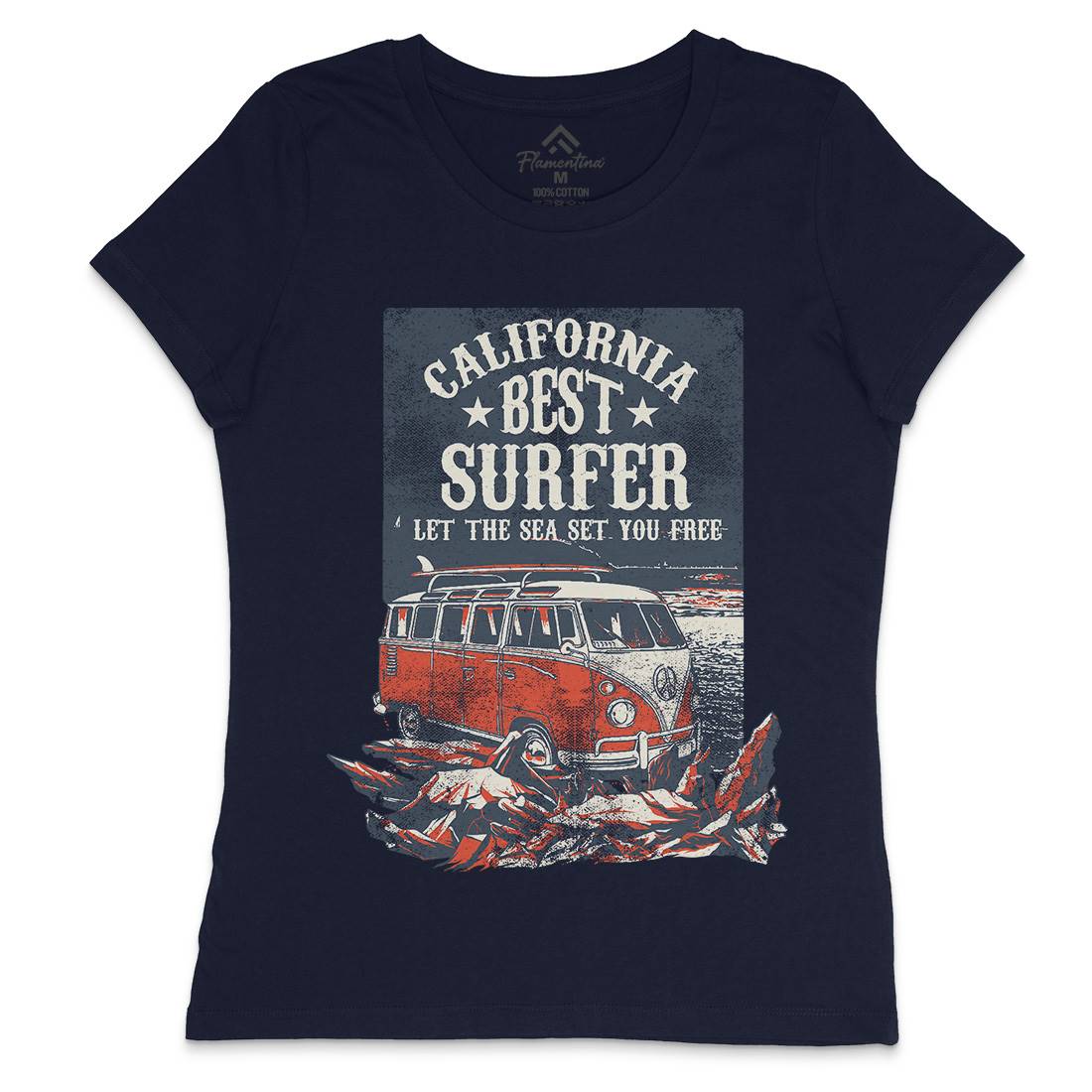 Let The Sea Set You Free Womens Crew Neck T-Shirt Surf C956