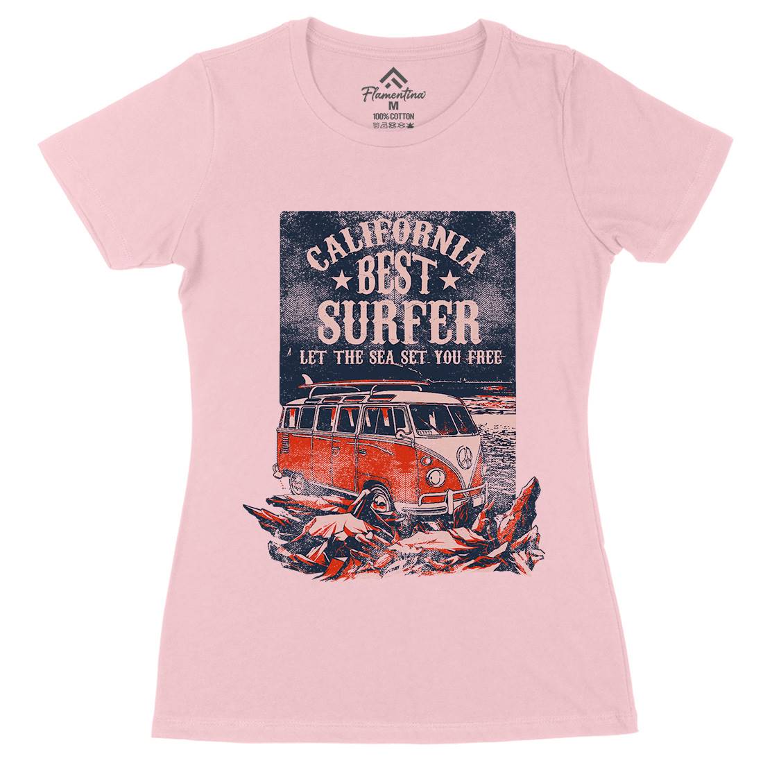 Let The Sea Set You Free Womens Organic Crew Neck T-Shirt Surf C956