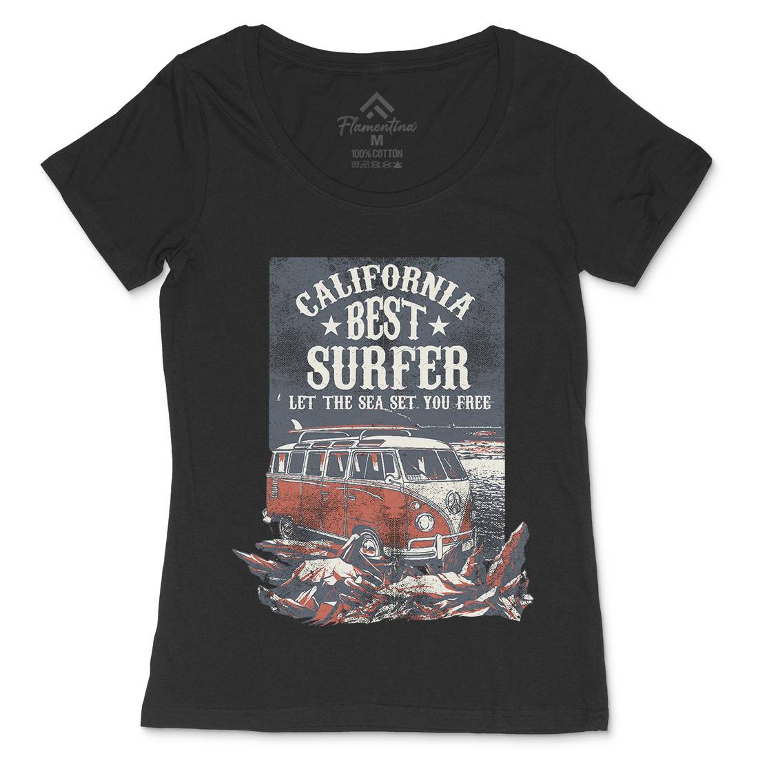 Let The Sea Set You Free Womens Scoop Neck T-Shirt Surf C956