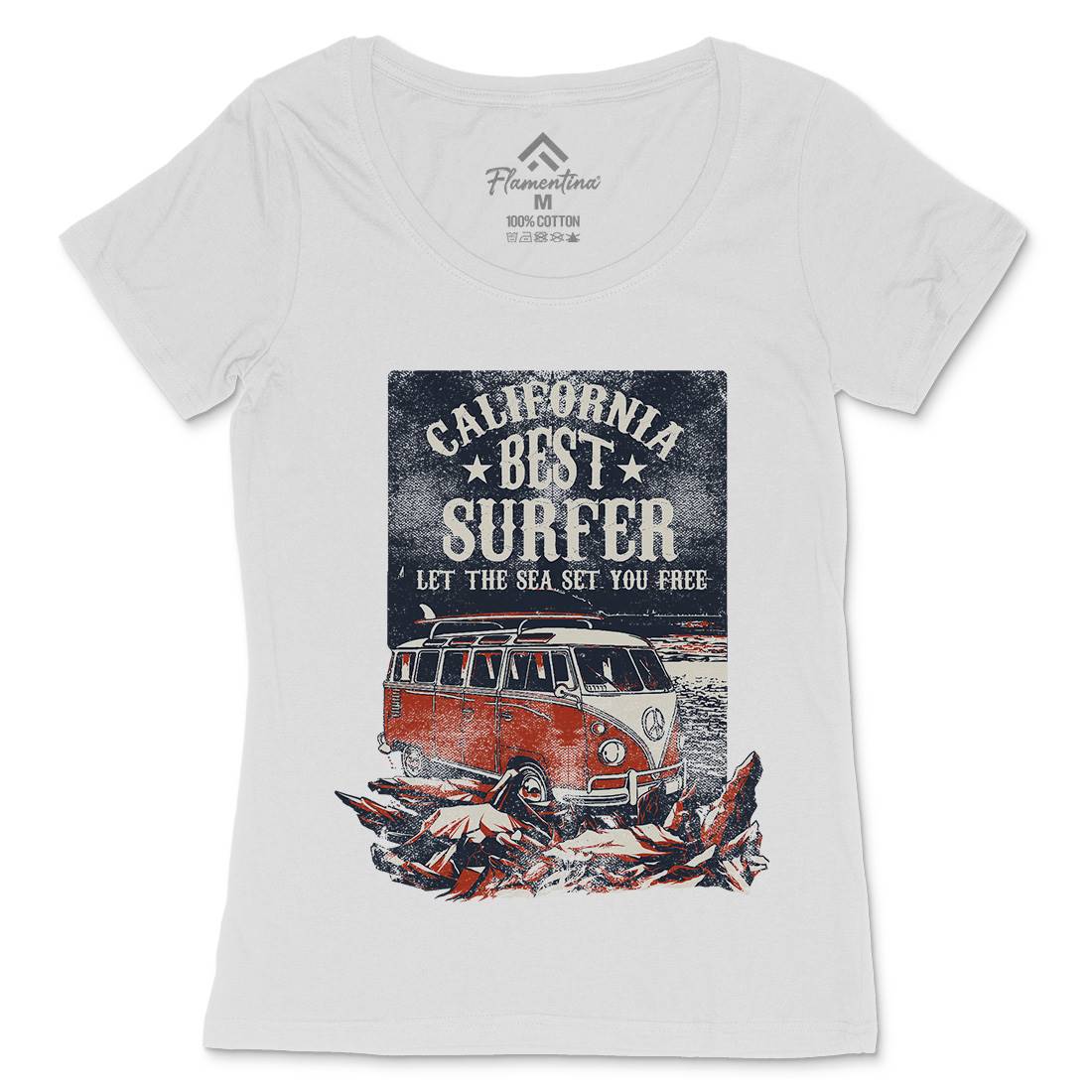 Let The Sea Set You Free Womens Scoop Neck T-Shirt Surf C956