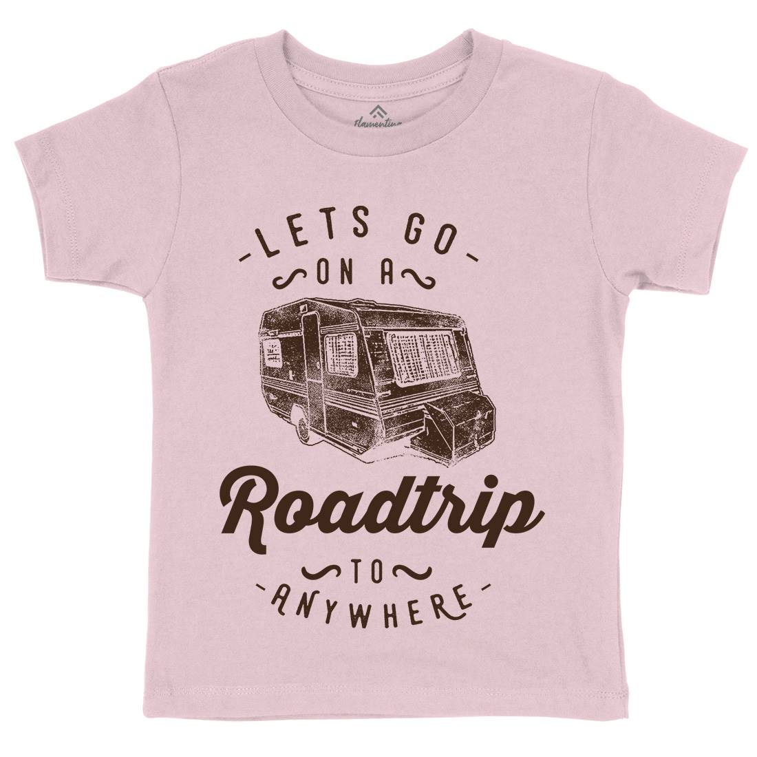 Let&#39;s Go On A Roadtrip Kids Organic Crew Neck T-Shirt Nature C957