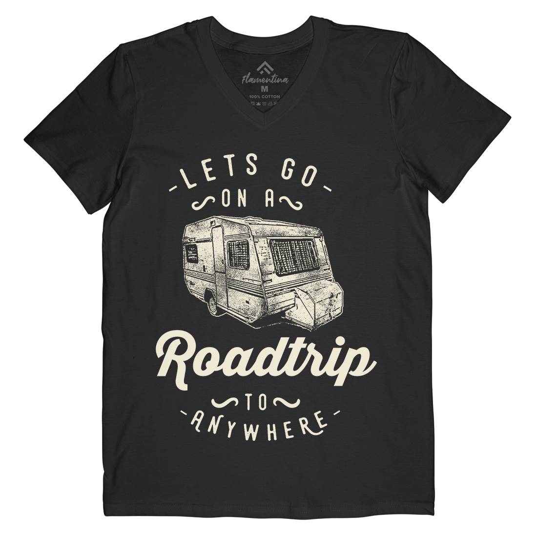 Let&#39;s Go On A Roadtrip Mens Organic V-Neck T-Shirt Nature C957