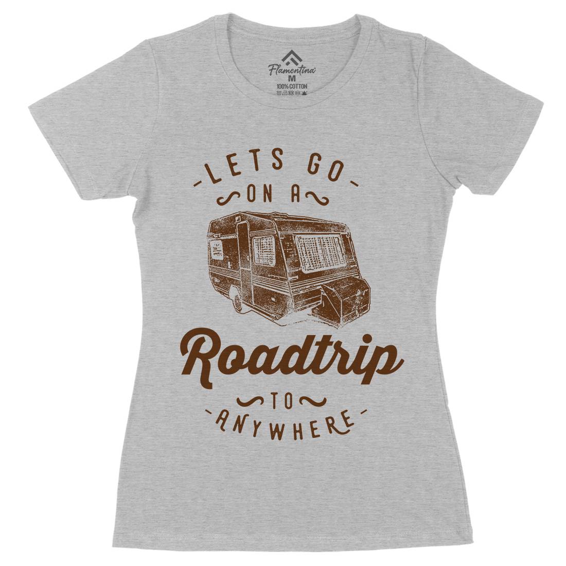Let&#39;s Go On A Roadtrip Womens Organic Crew Neck T-Shirt Nature C957