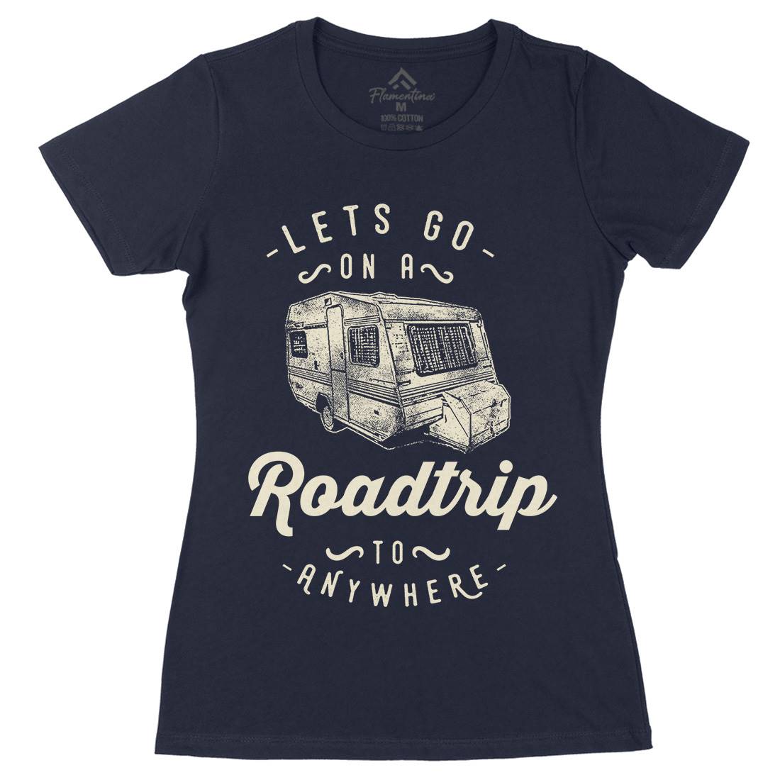 Let&#39;s Go On A Roadtrip Womens Organic Crew Neck T-Shirt Nature C957