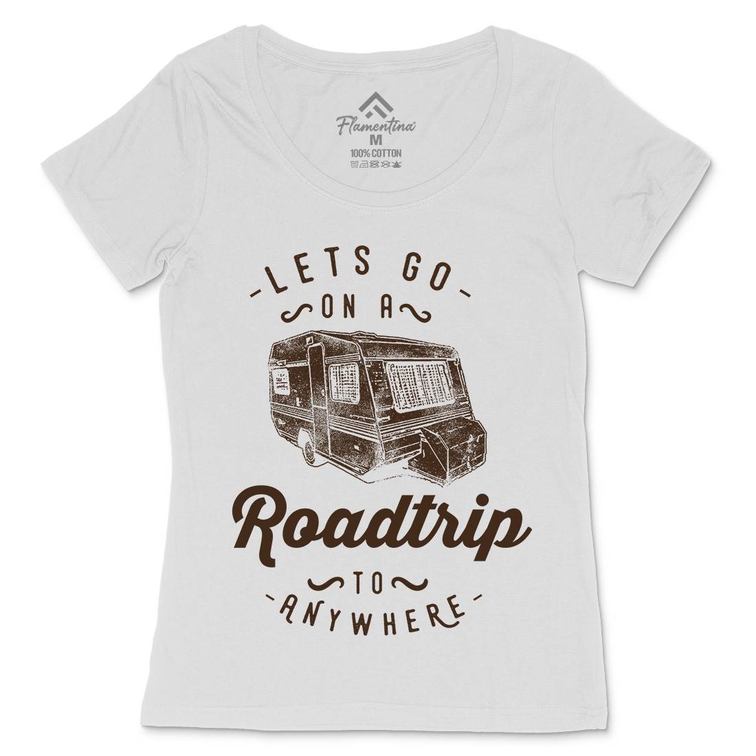 Let&#39;s Go On A Roadtrip Womens Scoop Neck T-Shirt Nature C957