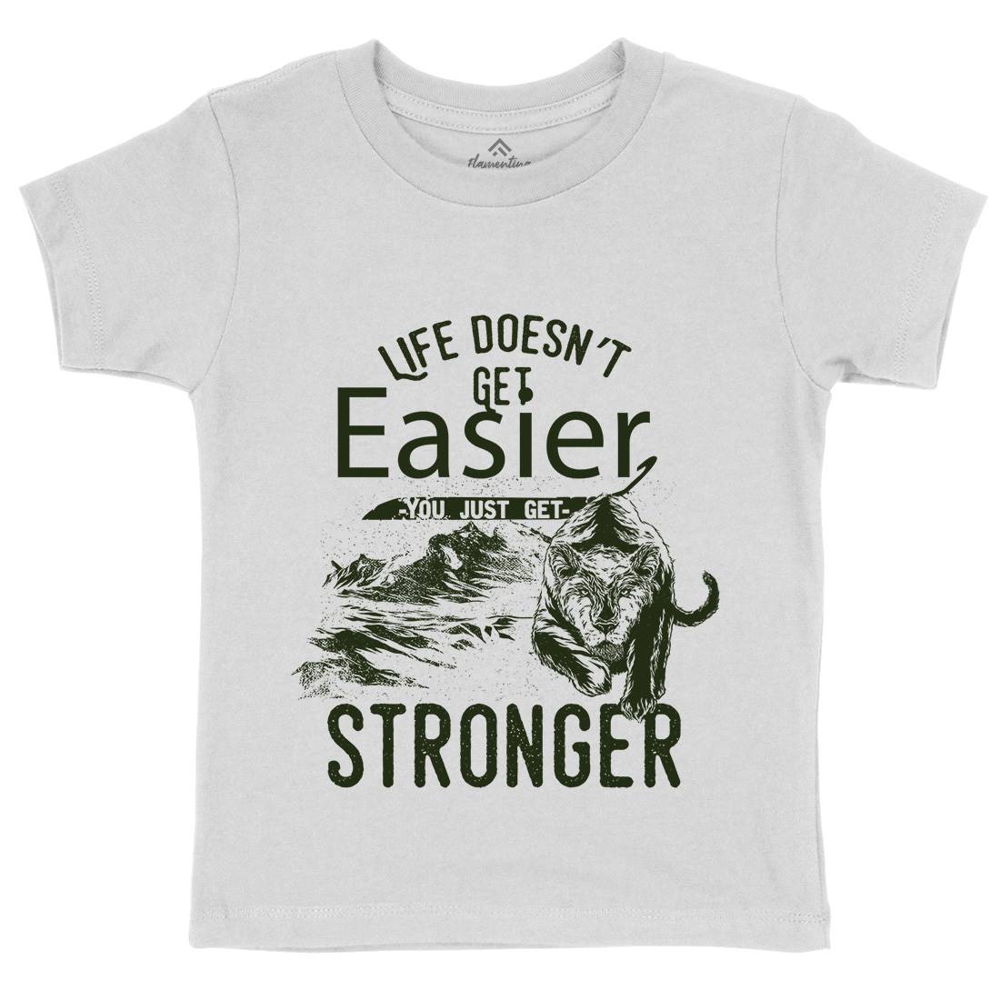Life Doesn&#39;t Get Easier Kids Crew Neck T-Shirt Quotes C958