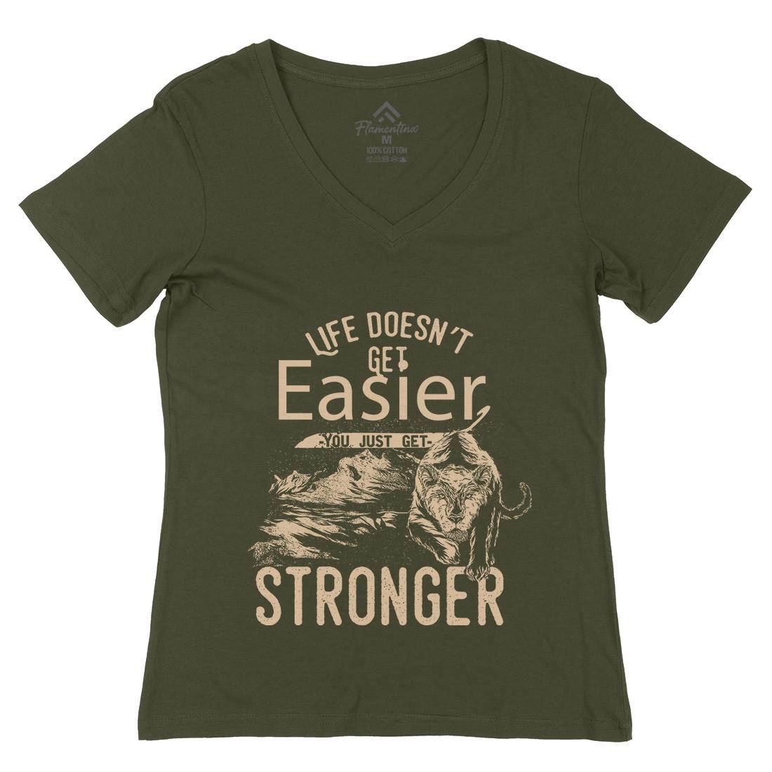 Life Doesn&#39;t Get Easier Womens Organic V-Neck T-Shirt Quotes C958