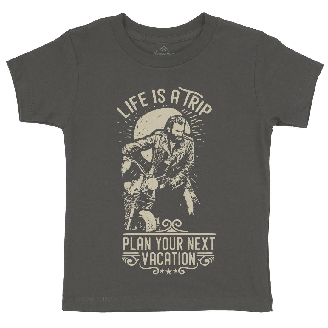 Life Is A Trip Kids Organic Crew Neck T-Shirt Motorcycles C959