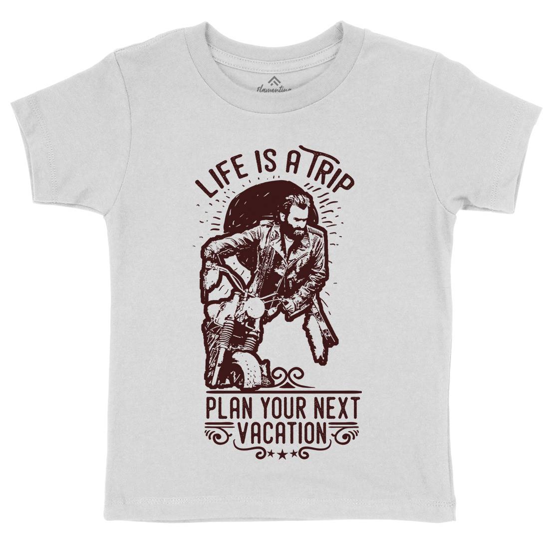 Life Is A Trip Kids Organic Crew Neck T-Shirt Motorcycles C959