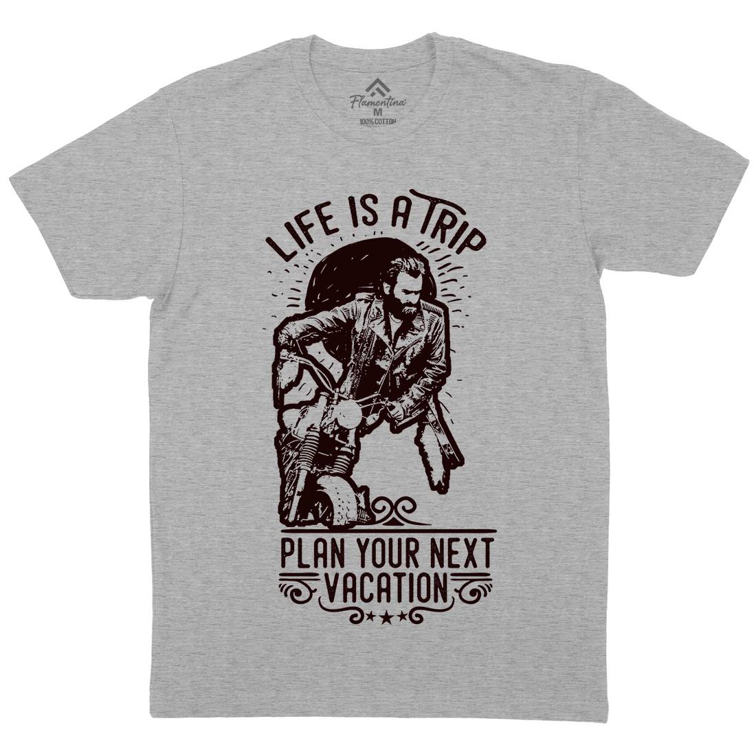 Life Is A Trip Mens Organic Crew Neck T-Shirt Motorcycles C959