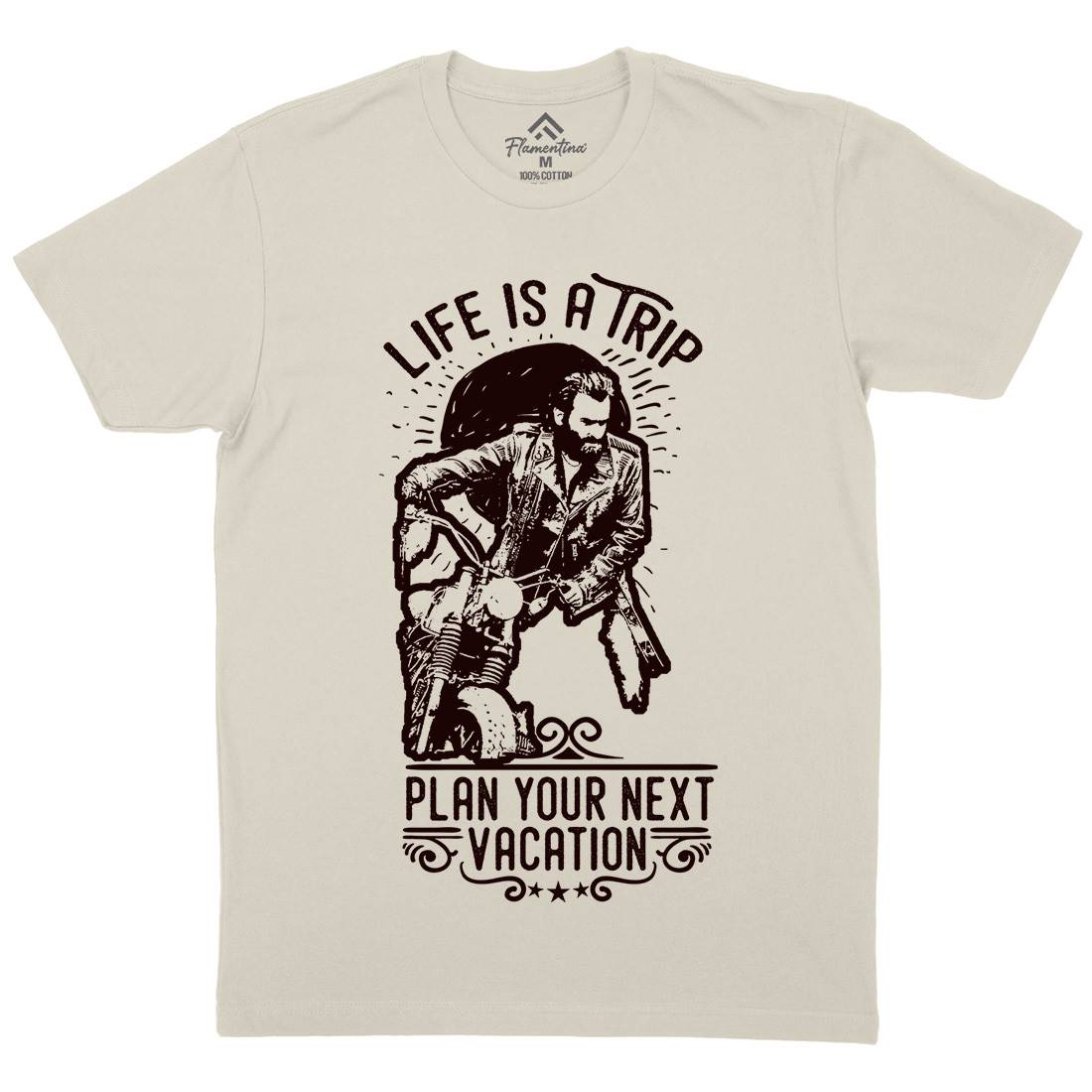 Life Is A Trip Mens Organic Crew Neck T-Shirt Motorcycles C959
