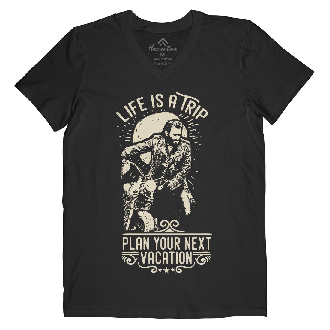 Life Is A Trip Mens Organic V-Neck T-Shirt Motorcycles C959