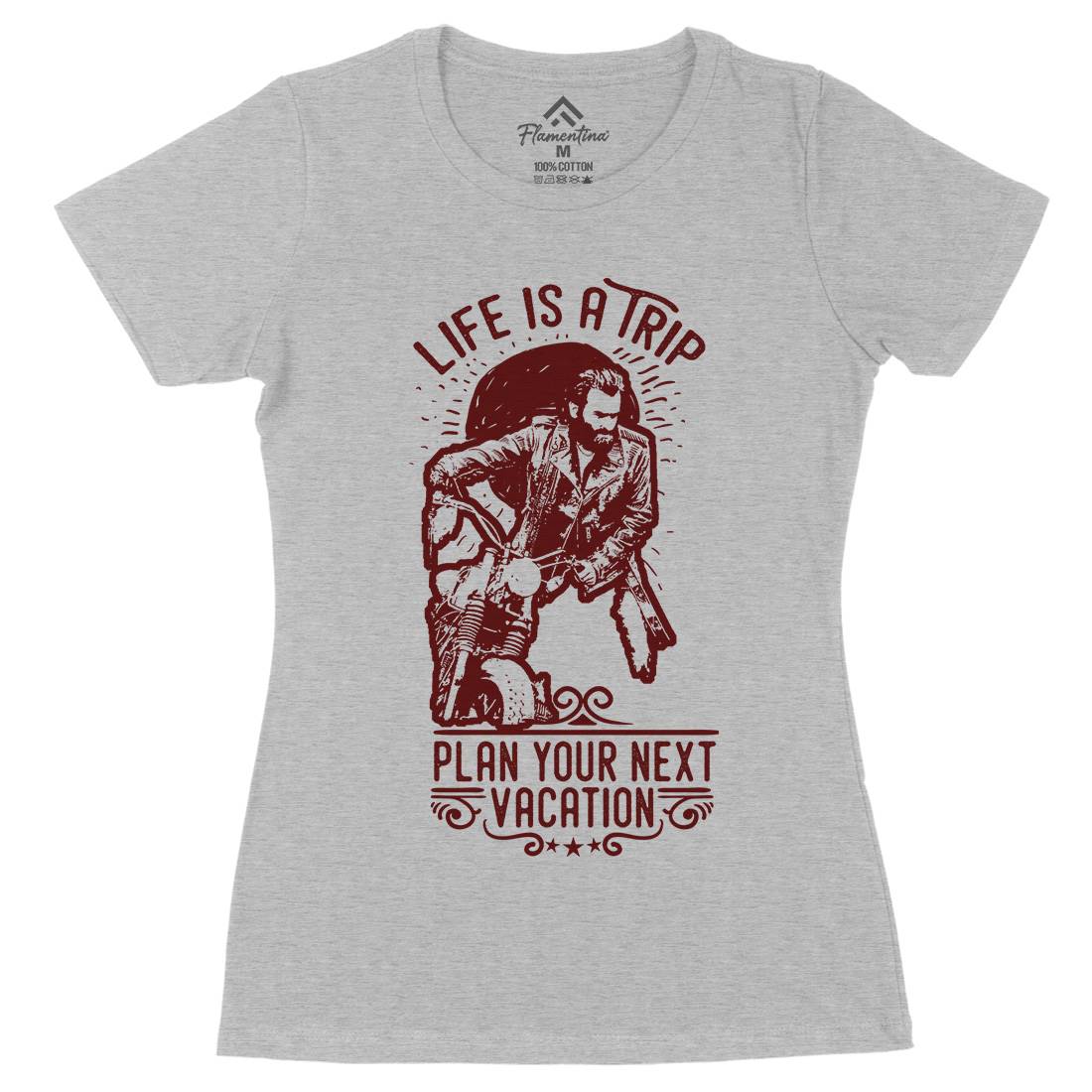 Life Is A Trip Womens Organic Crew Neck T-Shirt Motorcycles C959