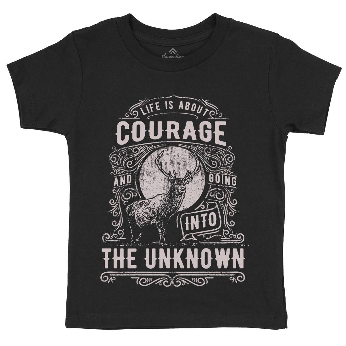 Life Is About Courage Kids Organic Crew Neck T-Shirt Quotes C960