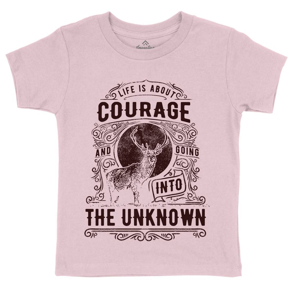 Life Is About Courage Kids Organic Crew Neck T-Shirt Quotes C960