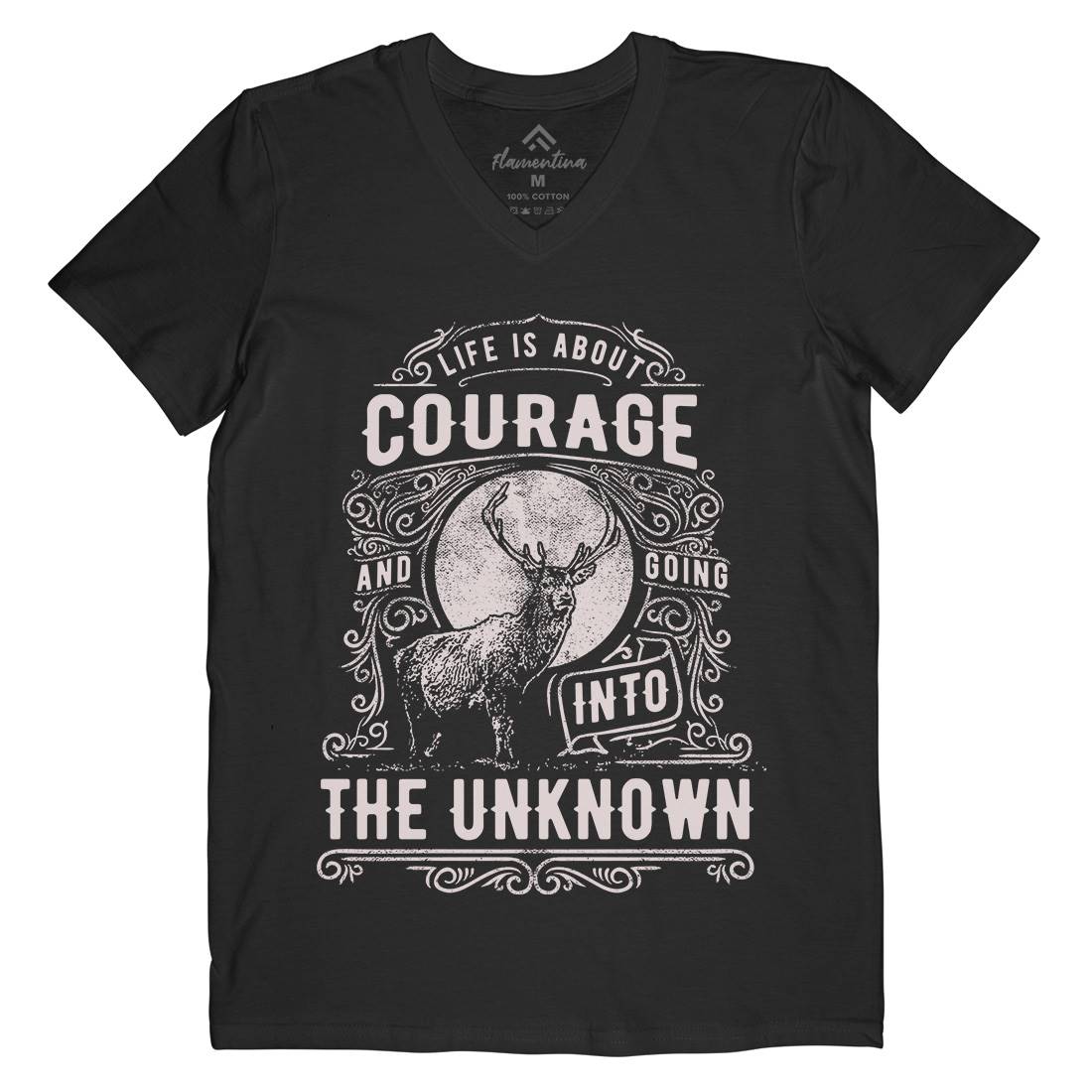 Life Is About Courage Mens Organic V-Neck T-Shirt Quotes C960