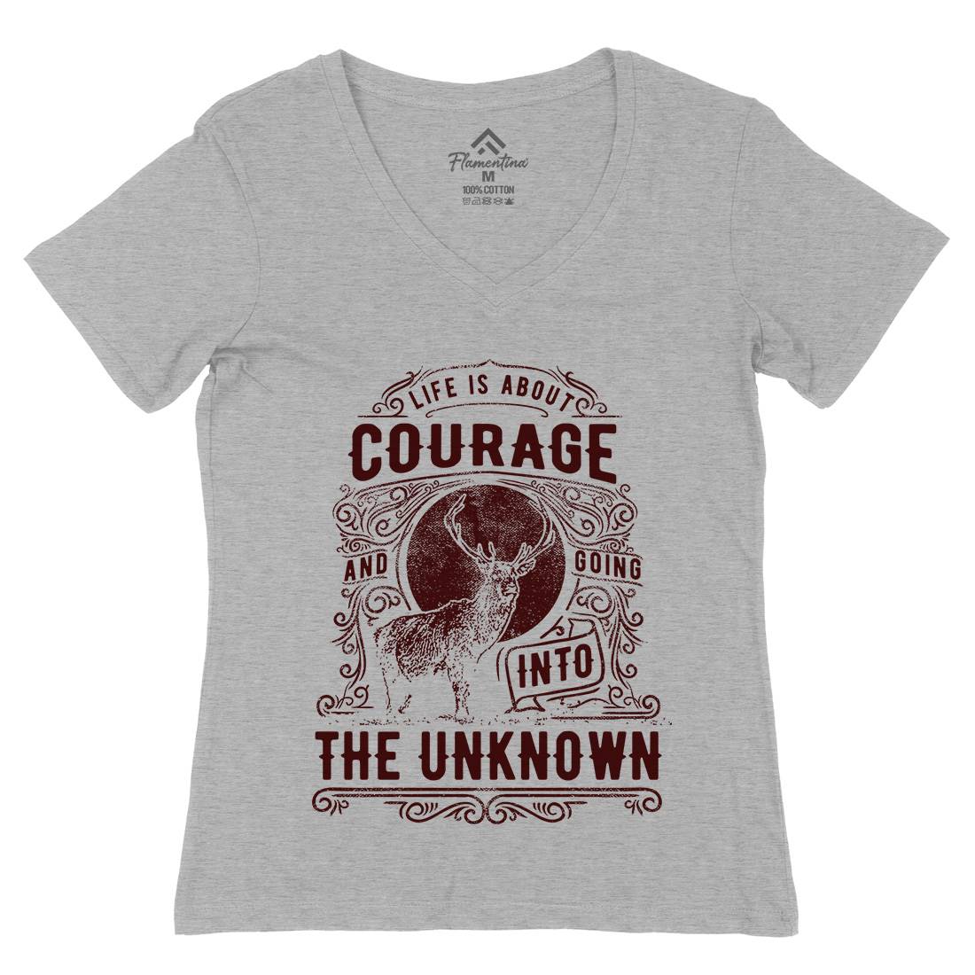 Life Is About Courage Womens Organic V-Neck T-Shirt Quotes C960