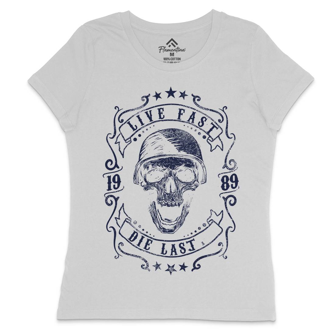 Live Fast Womens Crew Neck T-Shirt Motorcycles C961