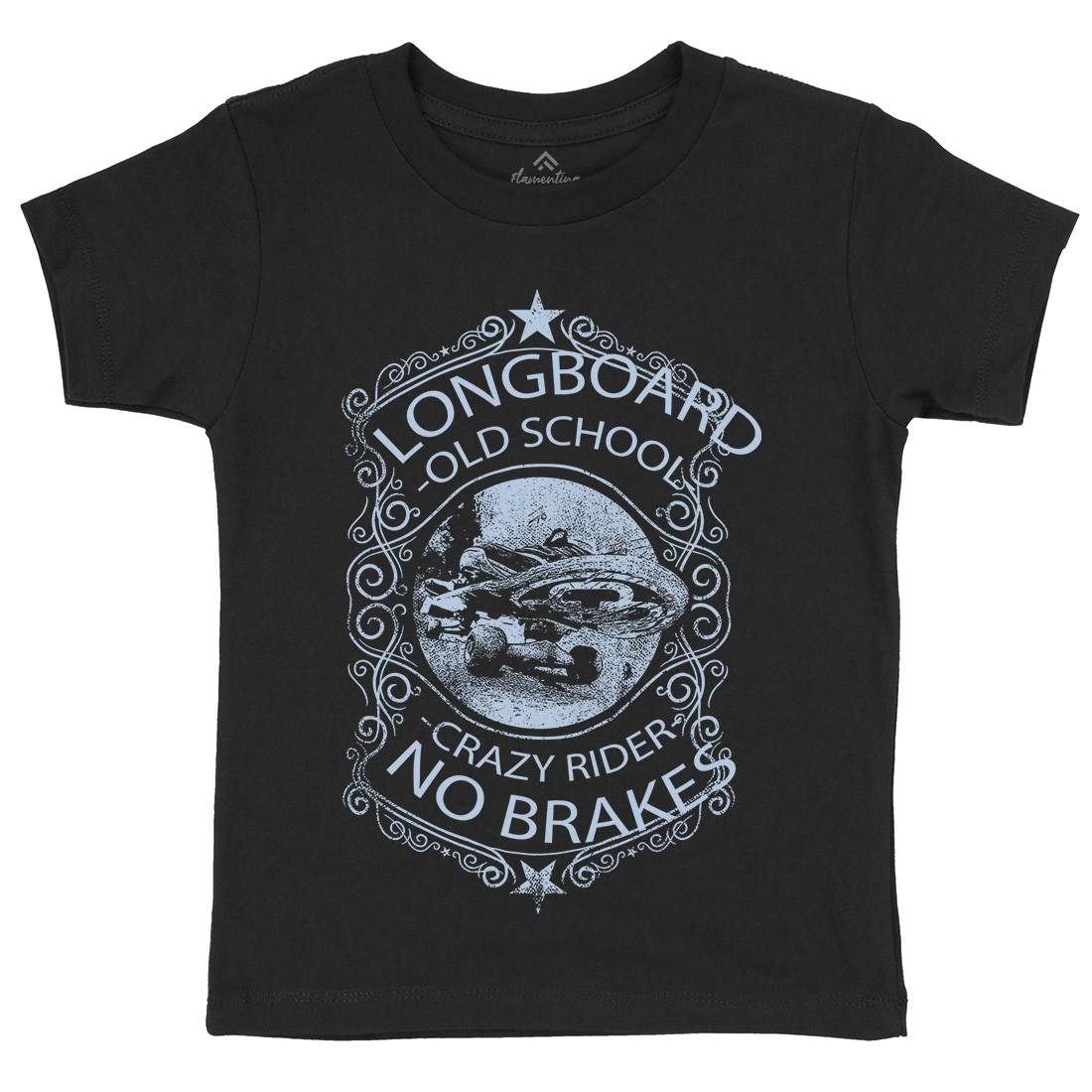 Longboard Crazy Rider Kids Crew Neck T-Shirt Skate C962