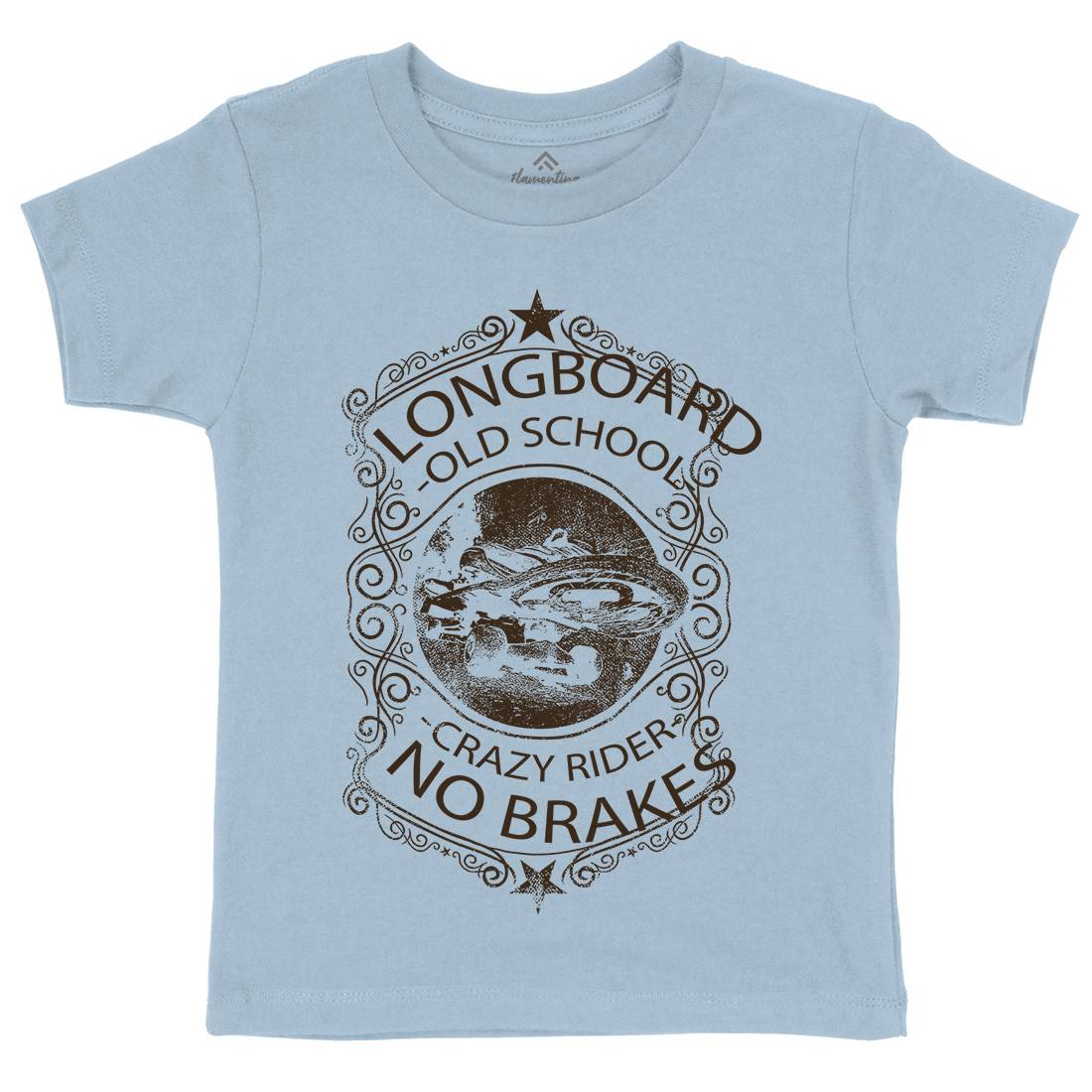 Longboard Crazy Rider Kids Organic Crew Neck T-Shirt Skate C962