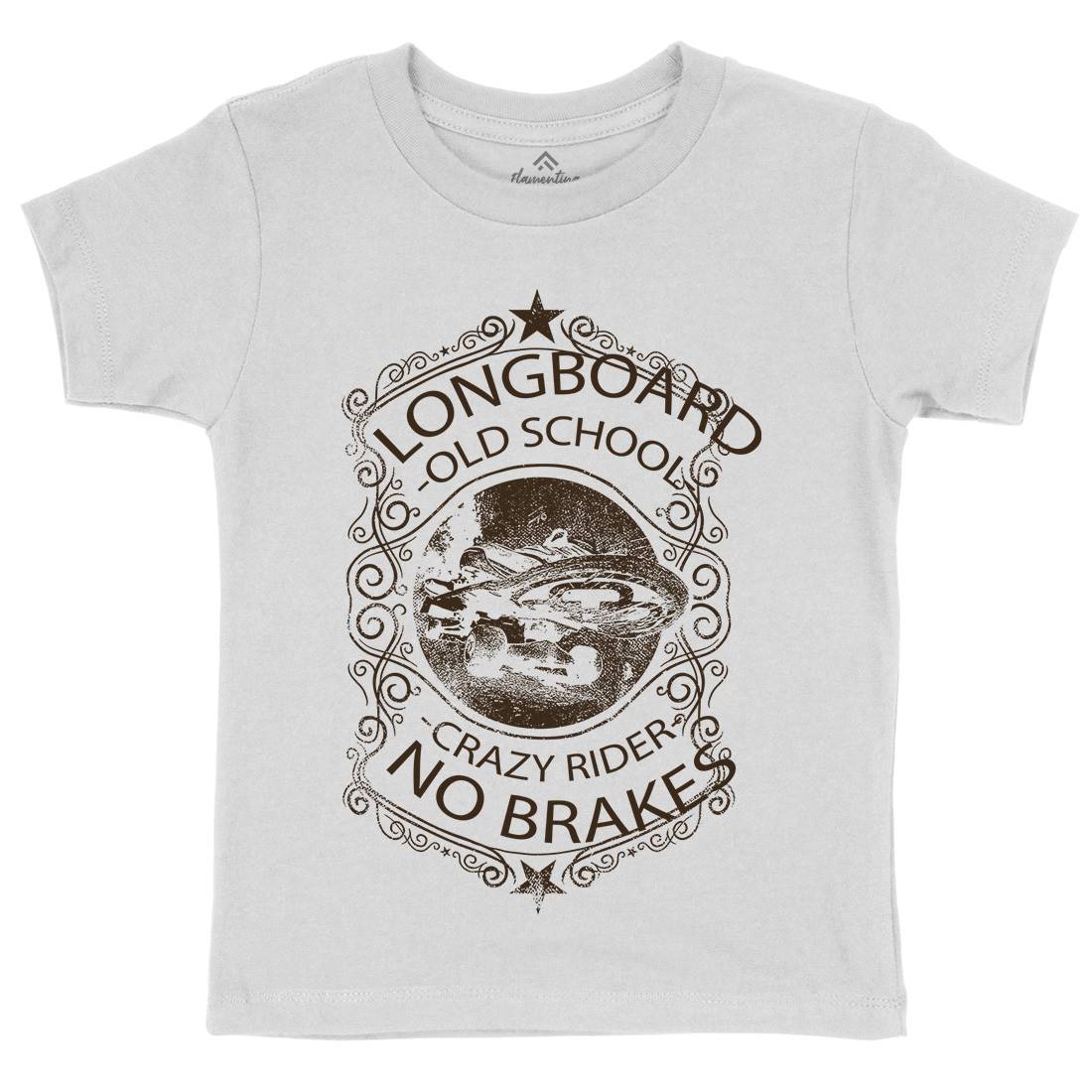 Longboard Crazy Rider Kids Organic Crew Neck T-Shirt Skate C962