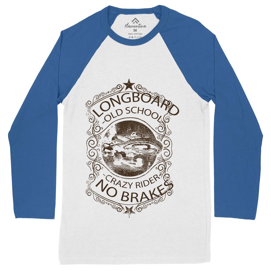 Longboard Crazy Rider Mens Long Sleeve Baseball T-Shirt Skate C962