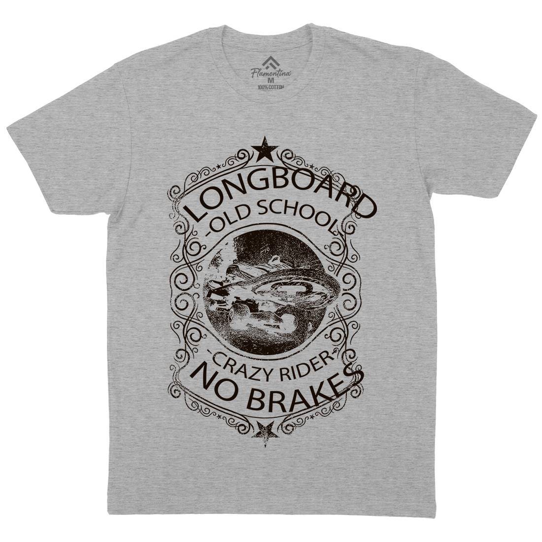 Longboard Crazy Rider Mens Crew Neck T-Shirt Skate C962