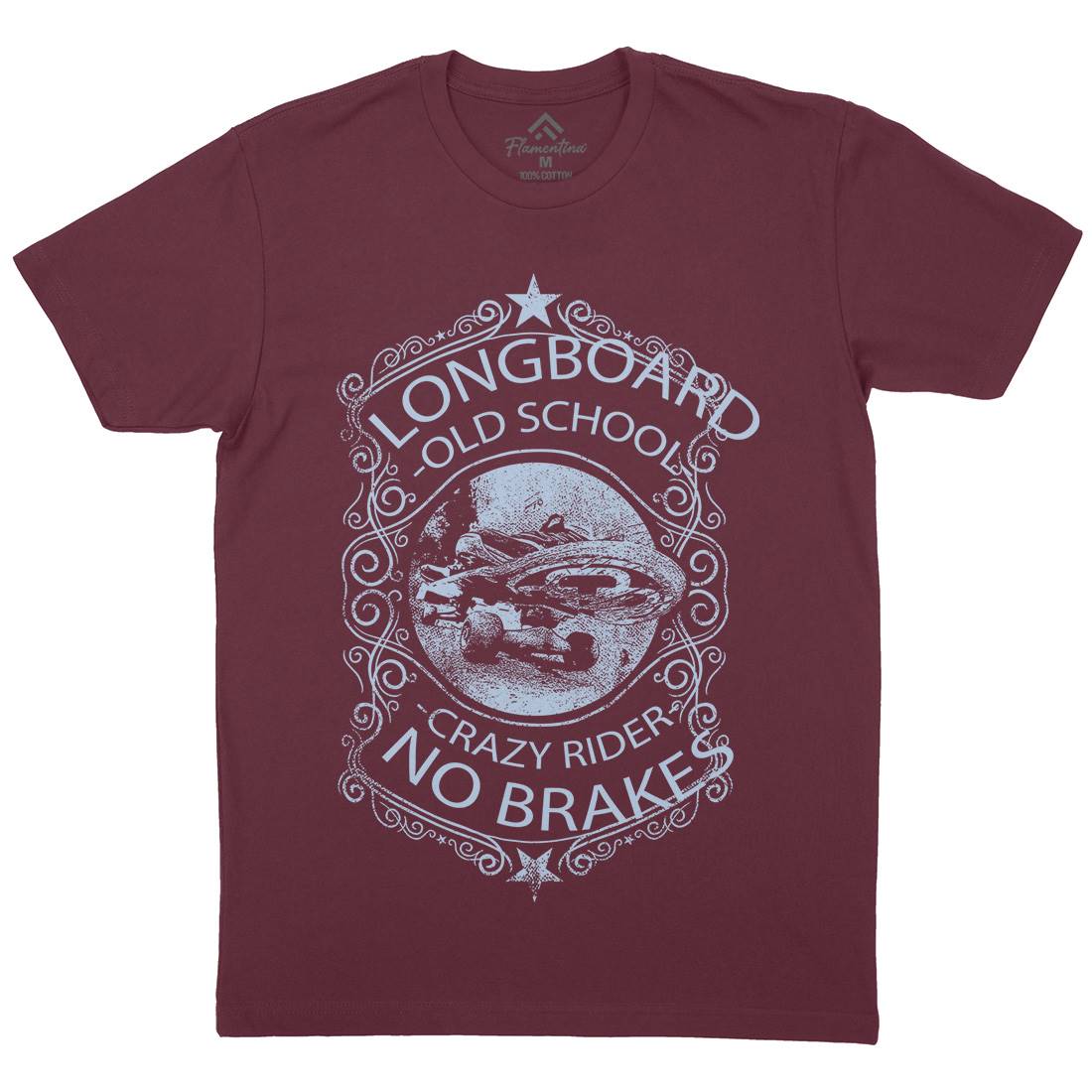 Longboard Crazy Rider Mens Organic Crew Neck T-Shirt Skate C962