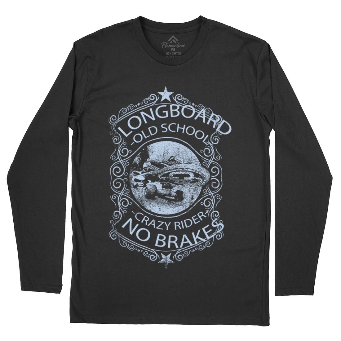 Longboard Crazy Rider Mens Long Sleeve T-Shirt Skate C962