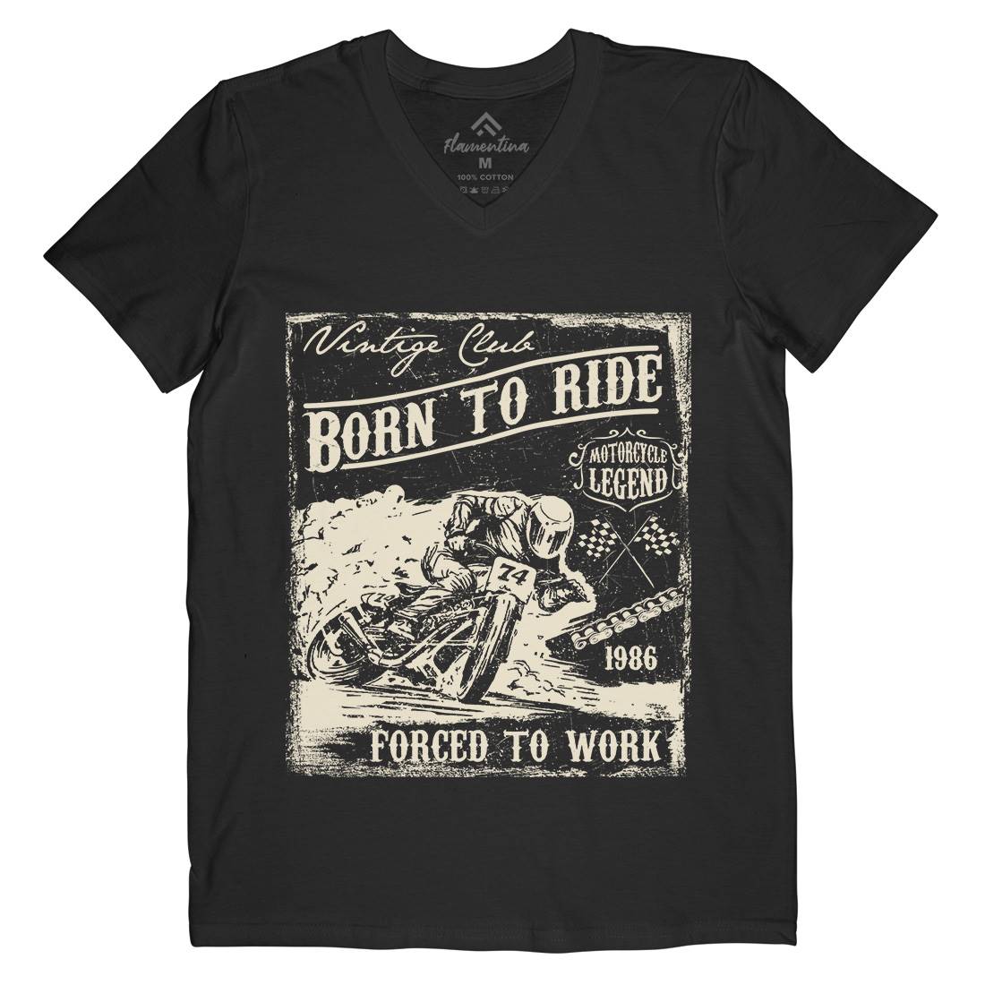 Legend Mens V-Neck T-Shirt Motorcycles C965