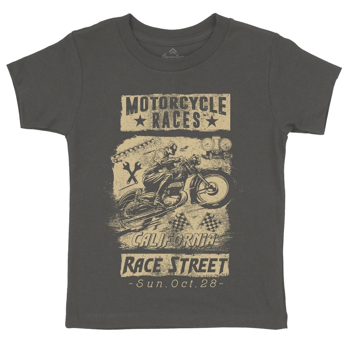 Races Kids Organic Crew Neck T-Shirt Motorcycles C966
