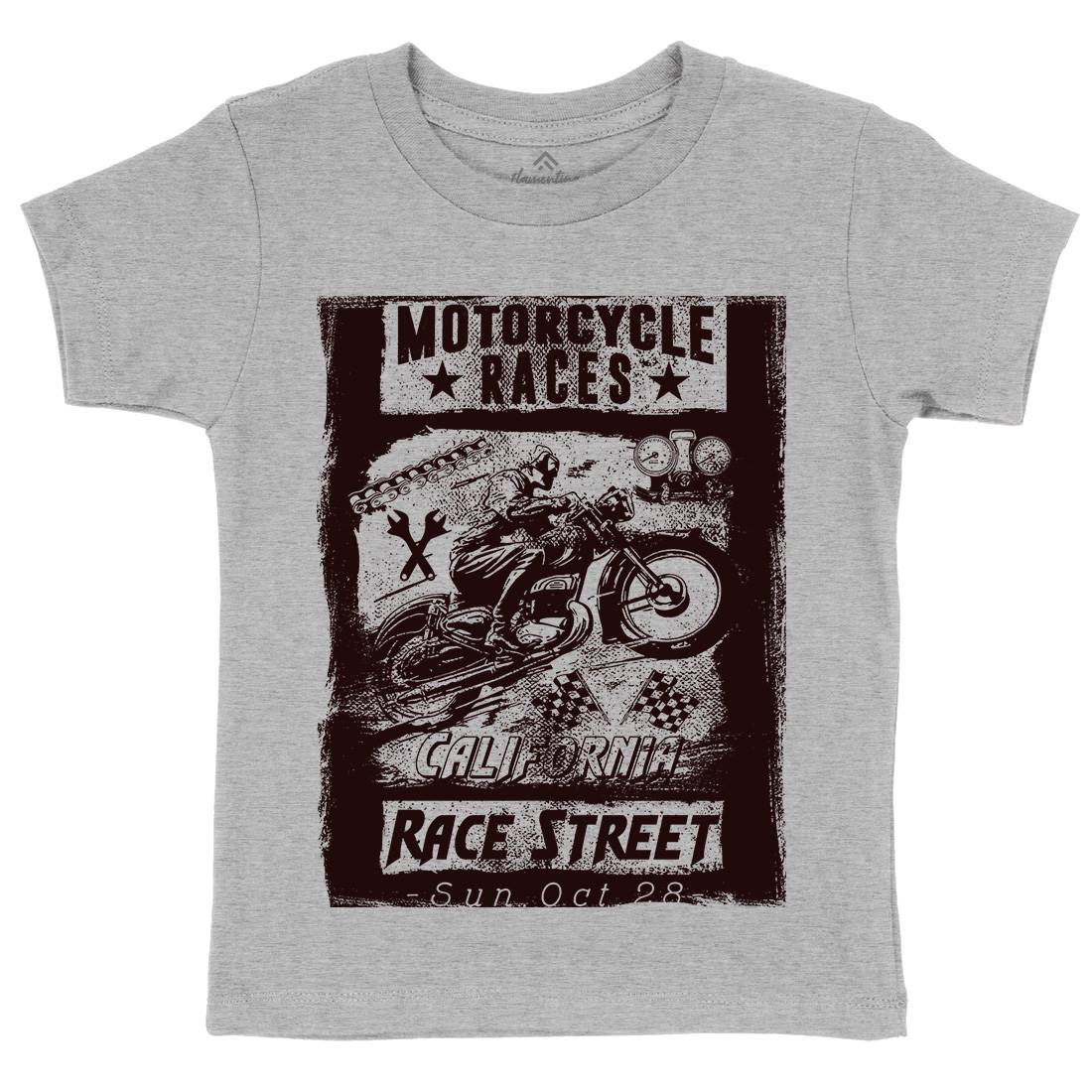 Races Kids Crew Neck T-Shirt Motorcycles C966