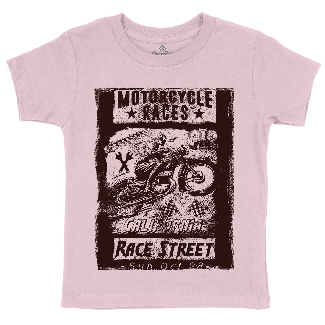 Races Kids Crew Neck T-Shirt Motorcycles C966