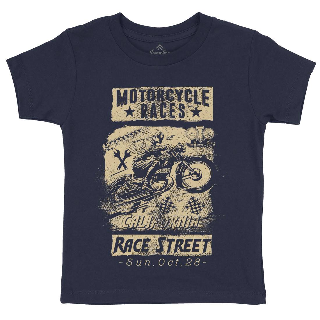 Races Kids Crew Neck T-Shirt Motorcycles C966