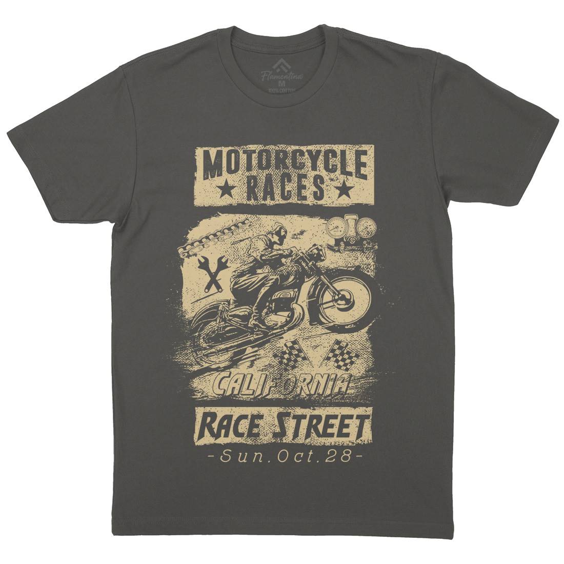 Races Mens Crew Neck T-Shirt Motorcycles C966
