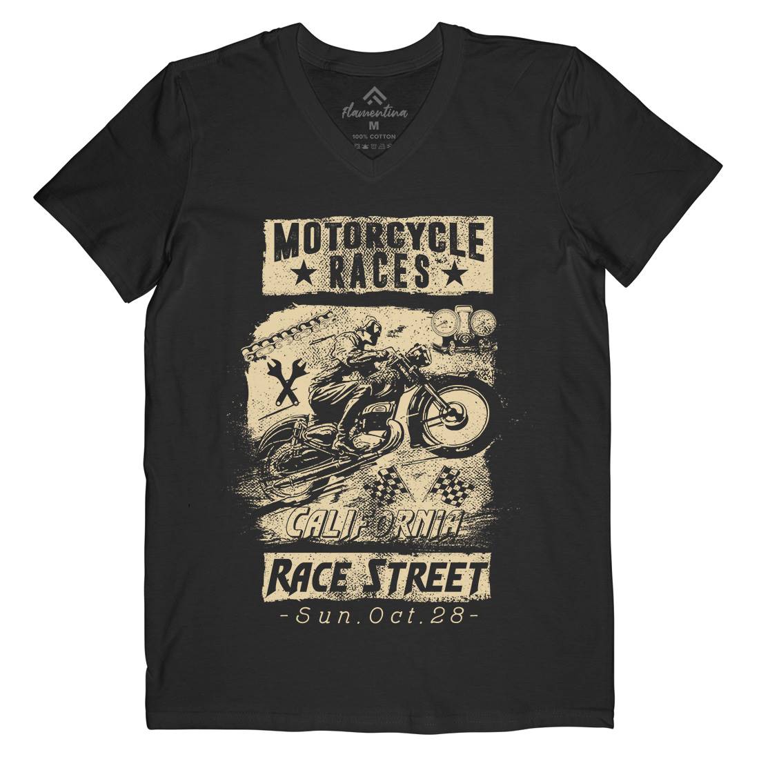 Races Mens V-Neck T-Shirt Motorcycles C966