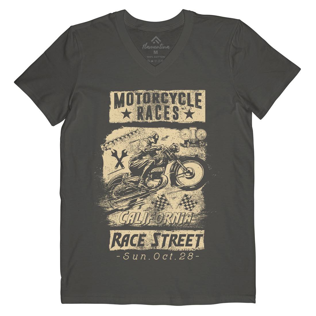 Races Mens V-Neck T-Shirt Motorcycles C966