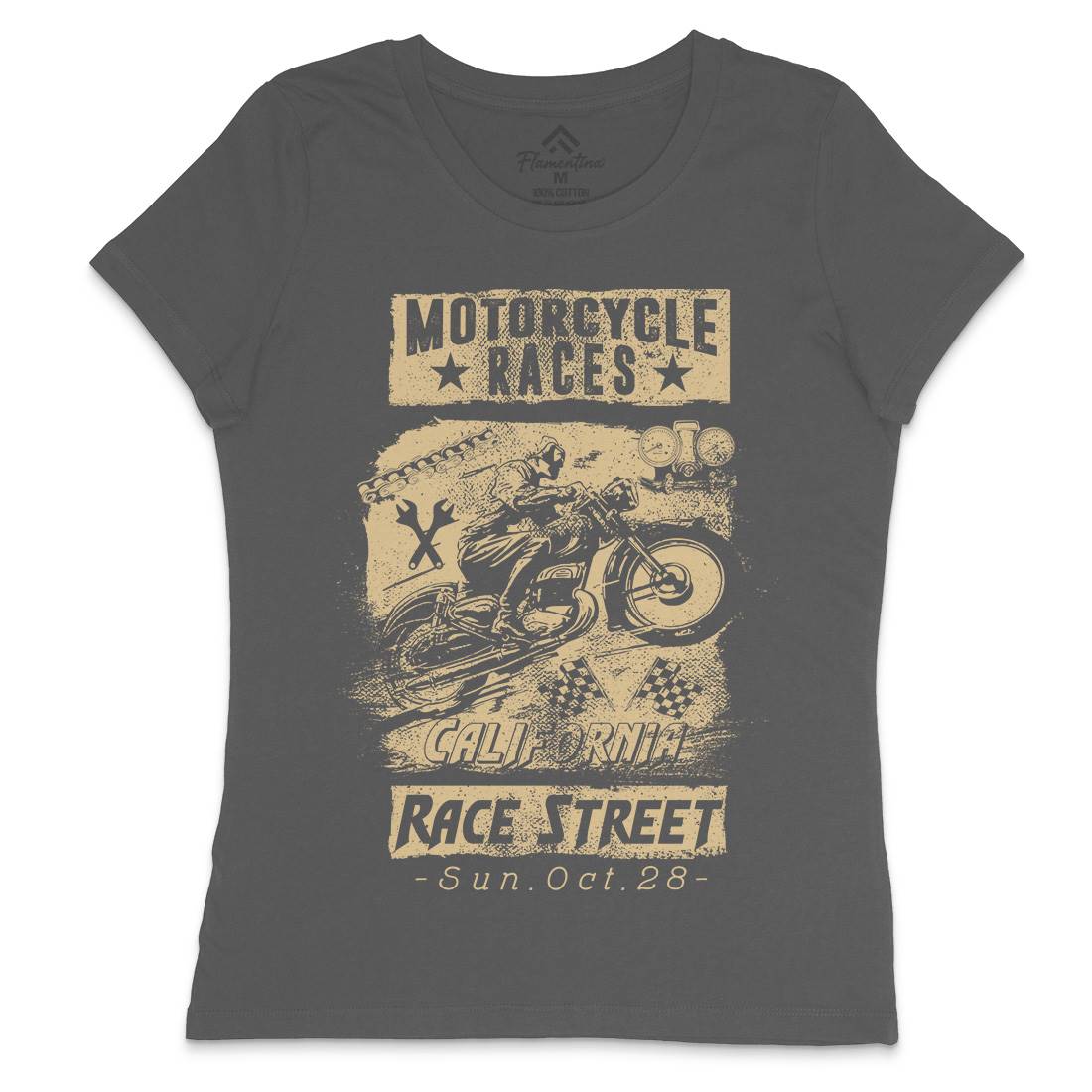Races Womens Crew Neck T-Shirt Motorcycles C966