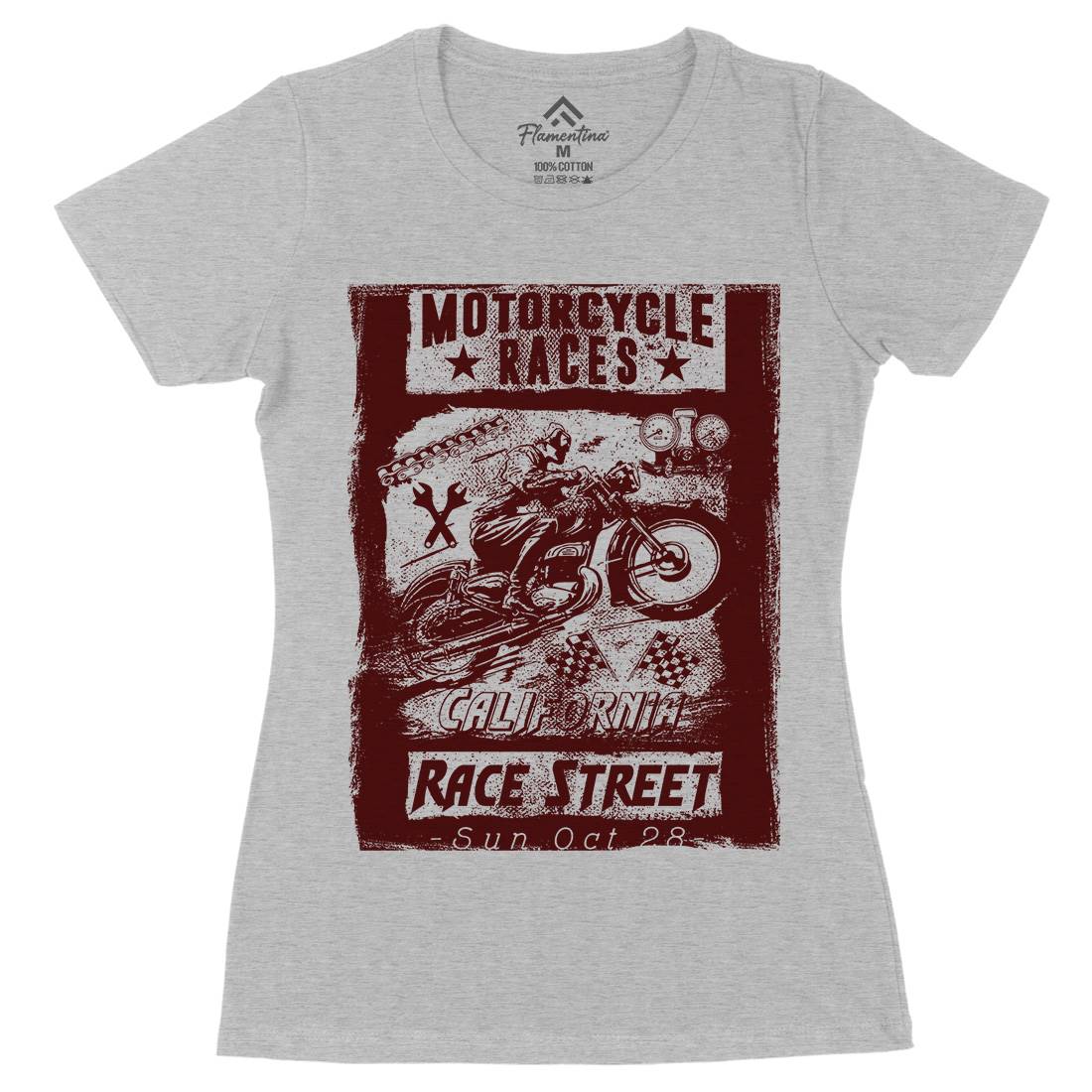 Races Womens Organic Crew Neck T-Shirt Motorcycles C966