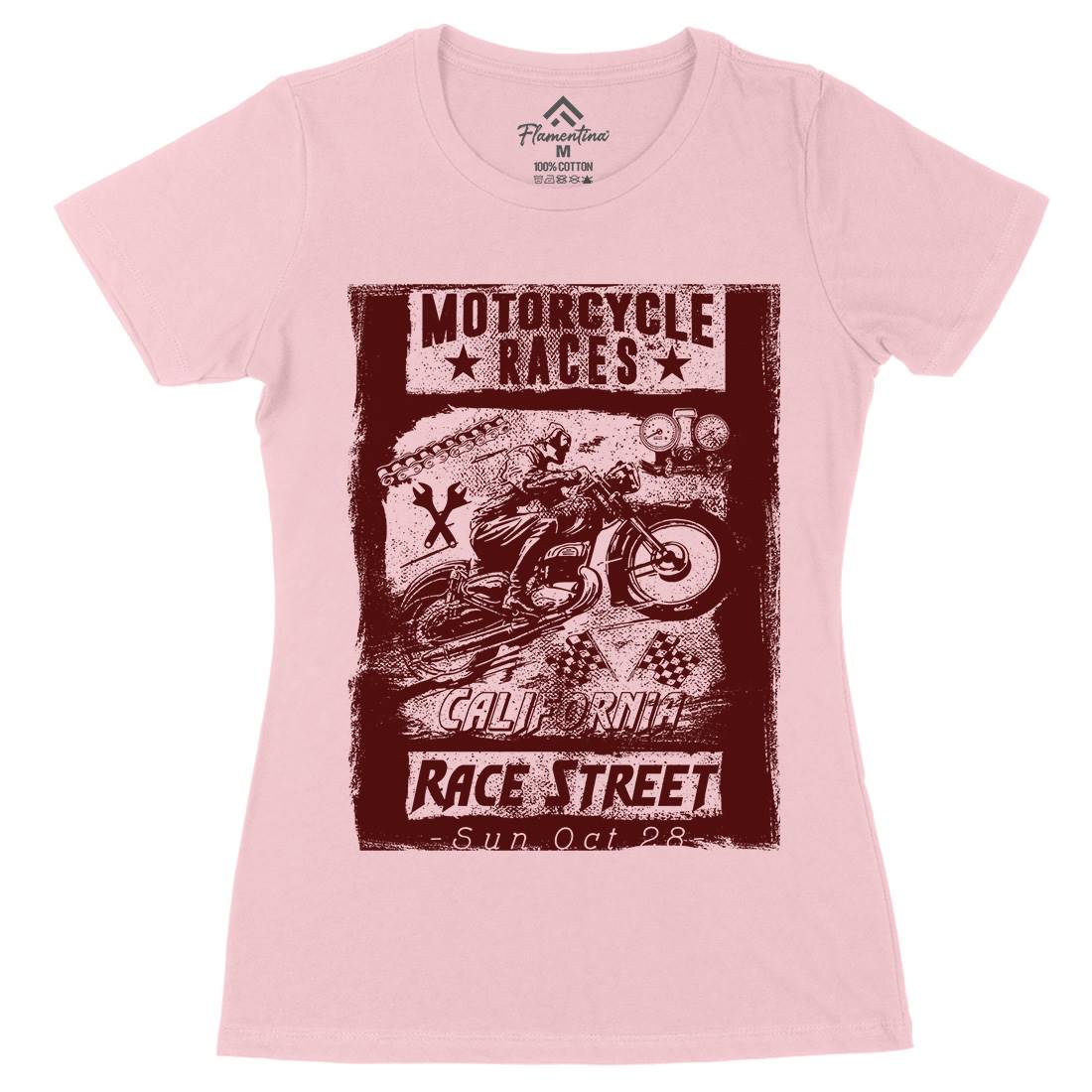 Races Womens Organic Crew Neck T-Shirt Motorcycles C966