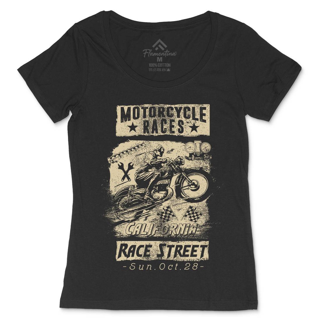 Races Womens Scoop Neck T-Shirt Motorcycles C966