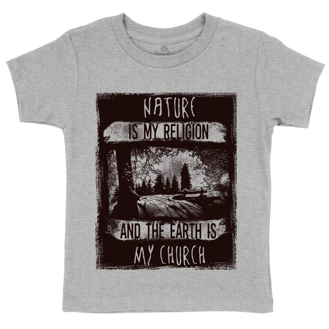 Is My Religion Kids Crew Neck T-Shirt Nature C967