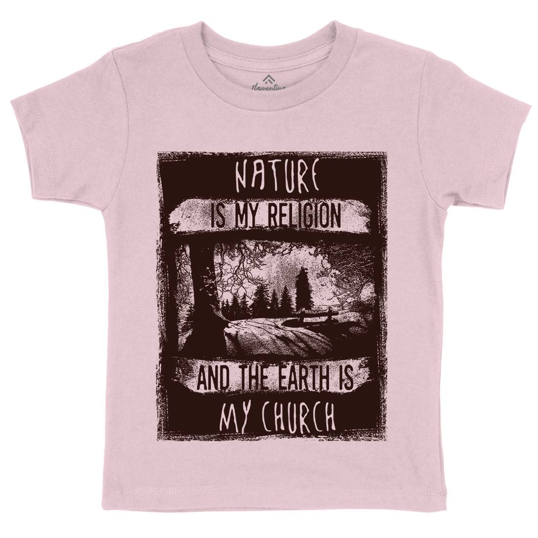 Is My Religion Kids Crew Neck T-Shirt Nature C967