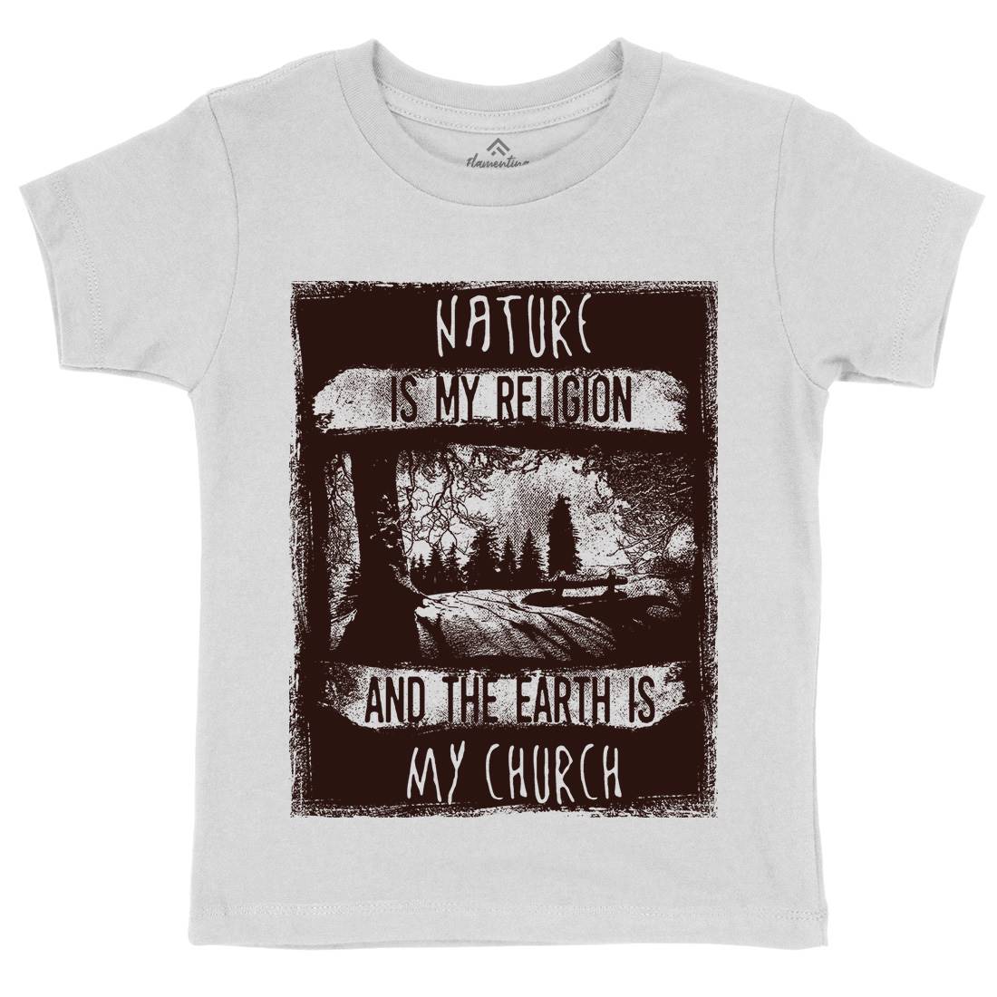 Is My Religion Kids Crew Neck T-Shirt Nature C967