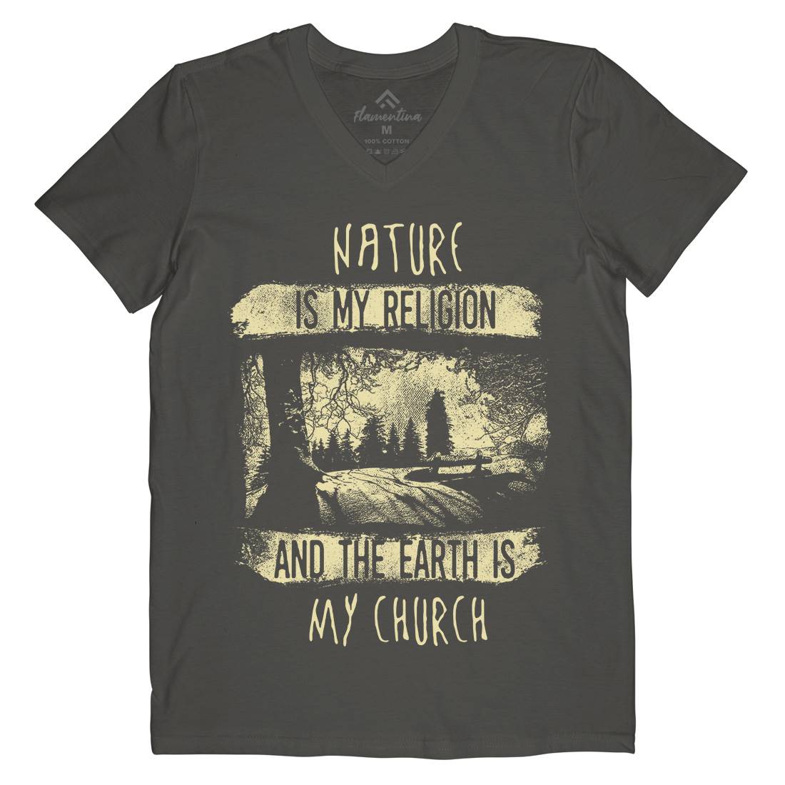 Is My Religion Mens V-Neck T-Shirt Nature C967
