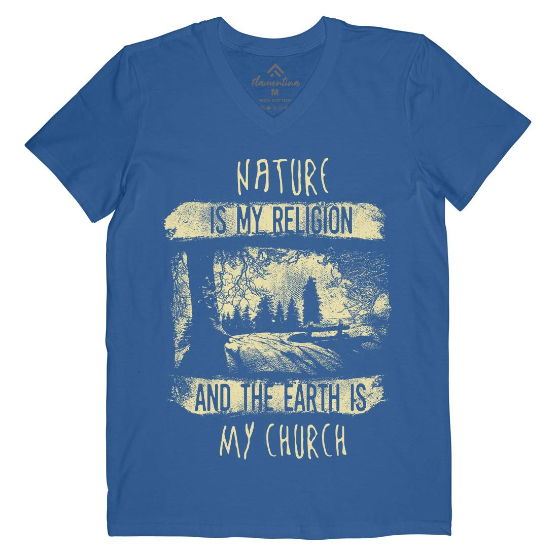 Is My Religion Mens V-Neck T-Shirt Nature C967